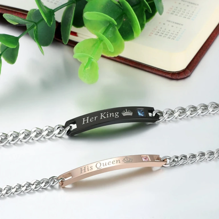 Valentinipäeva käevõrude komplekt Paaride käevõrud, sobivad armastusepäeva või aastapäeva kingituseks