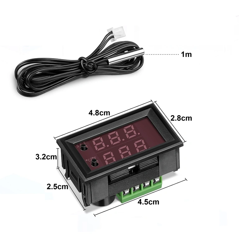 Digitaalne termostaadi mõõtmed Digitaalne termostaadi mõõdud 48x28x32 mm