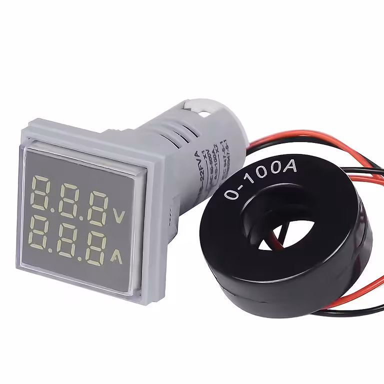 Digitaalne voltampermeter 220 V AC 60–500 V 0–100 A paneelile – täpsed pingele ja voolule mõõtmised