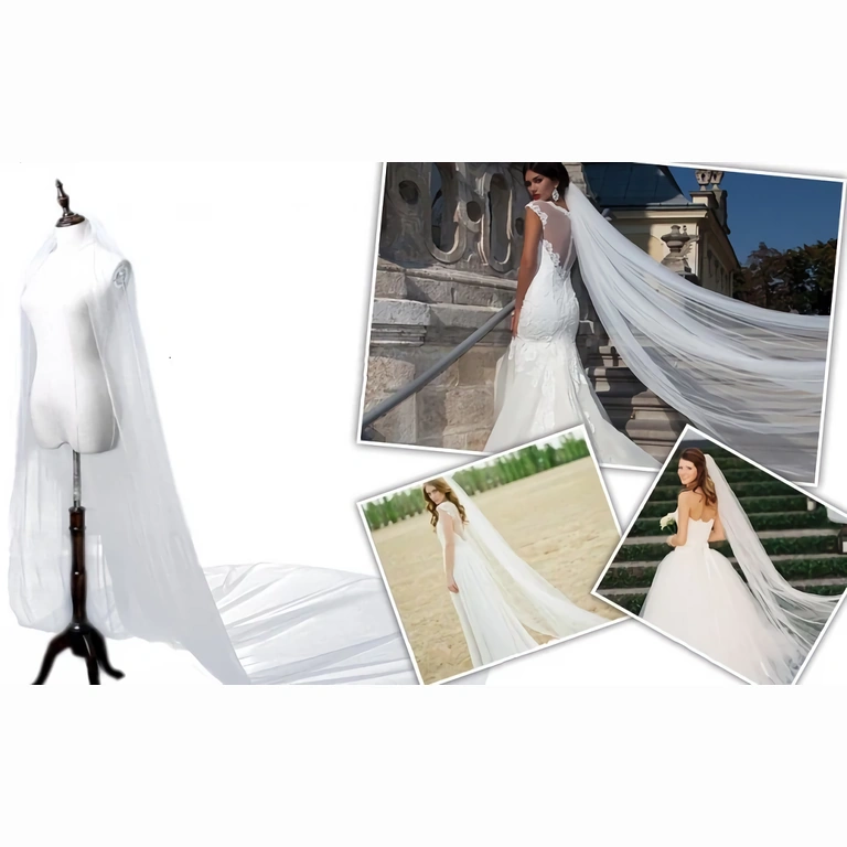 Pikk valge voal, mis lisab pruudile elegantsi ja salapära