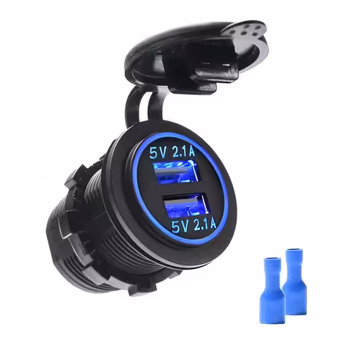 Auto sigaretisüütaja pistik kahekordse USB-ga 12 V / 24 V – 2 × 2,1 A paneelilaadija LED-iga ja kaitsega