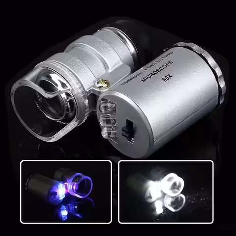 Stereomikroskoop 60× LED-iga ja UV-lamp – raha kontrolliks, juveliirile, kellasepale