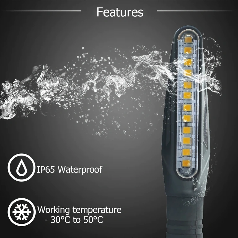 Dünaamilise efekti ja moodsa disainiga LED-signalisatsioon mootorratastele