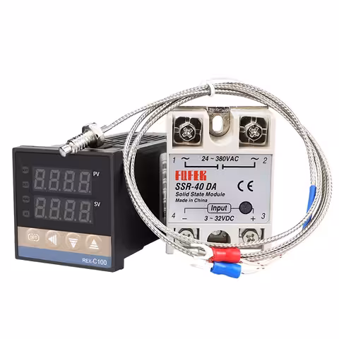Digitaalne termostaadikontroller 220V 0–400°C koos SSR 40A releega REX C100