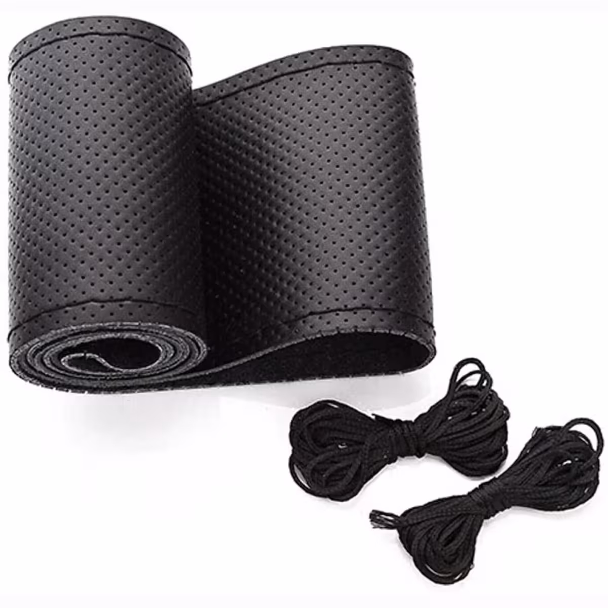 Käsitsi õmmeldud must nahast roolikate, elegantne välimus