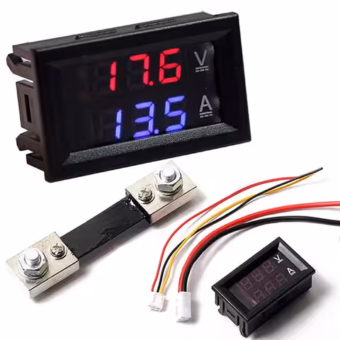 Digitaalne voltmeeter ja ampermeeter 0–100V 100A koos šundiga – LED-paneel alalisvoolu mõõtmiseks autodes