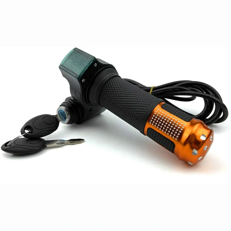 Elektrilise tõukeratta gaasikahvel võtmega 12V–72V elektrilise tõukeratta gaasipulk võtme ja aku näidikuga