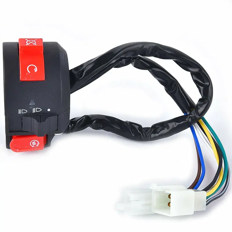 ATV vasakpoolne lüliti, funktsioonid: tuled, lähitule/kaugtule ja käsitsi šokk