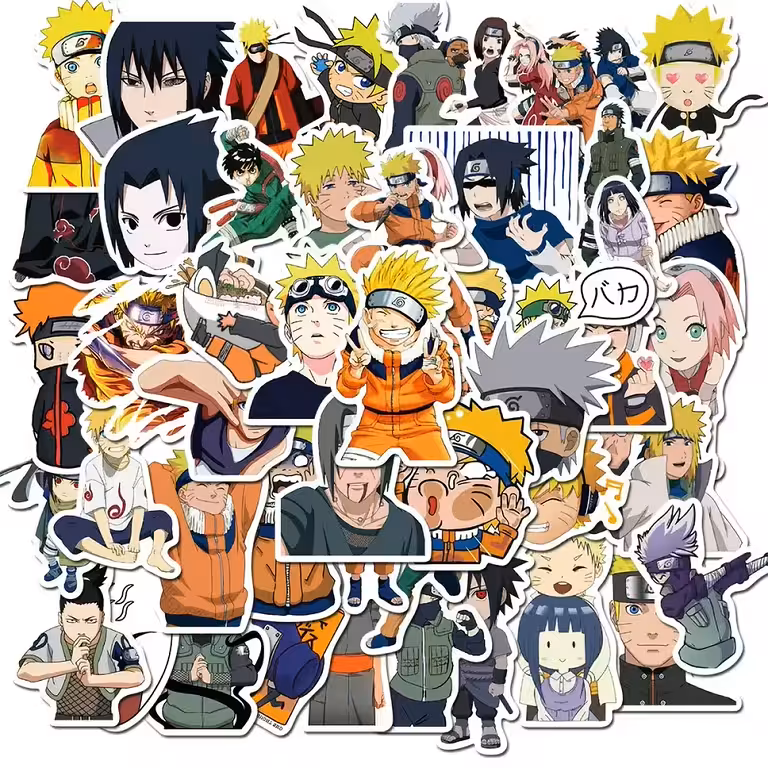 Naruto Shippuden anime kleebised – 50 tk PVC vastupidavaid kleebiseid sülearvutile, jalgrattale, rulale ja konsoolile