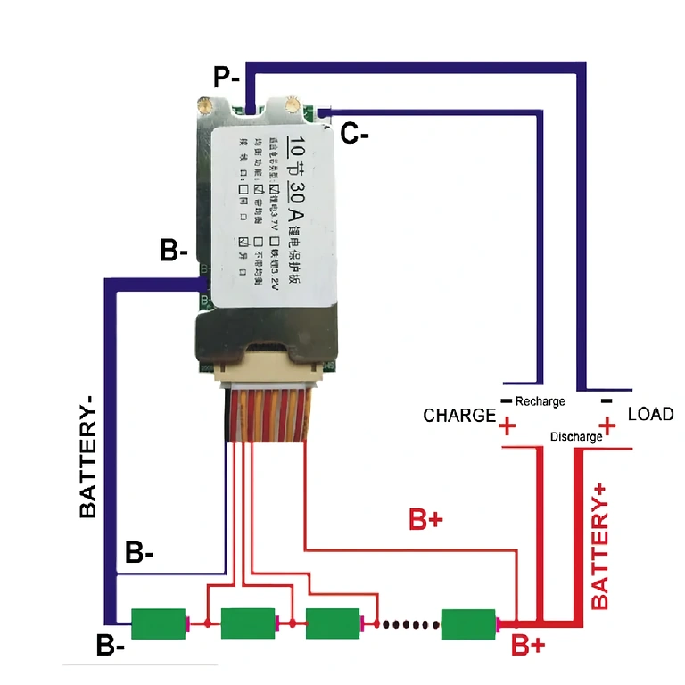 BMS 10S 36V liitium-ioon aku kaitsemoodul, 30A