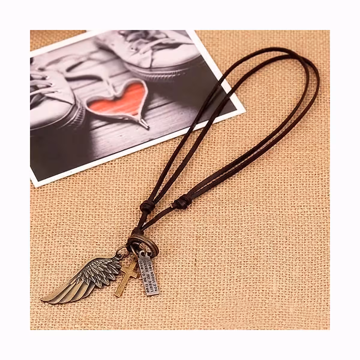 Boho stiilis kaelakee topelt tiibade ripatsiga