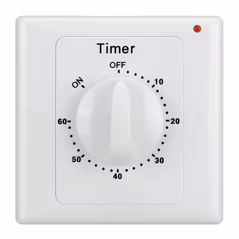 Elektriline lüliti taimeriga 1–60 min – mehhaaniline taimer ventilaatorile, valgusele, vannitoale, elektriseadmetele