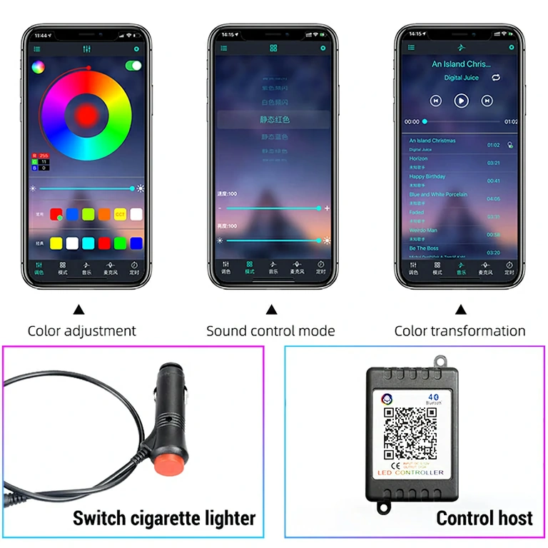 Painduv LED RGB riba auto sisekujundusse