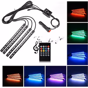 Auto sisekujunduse LED-valgustus RGB – komplekt, helianduriga