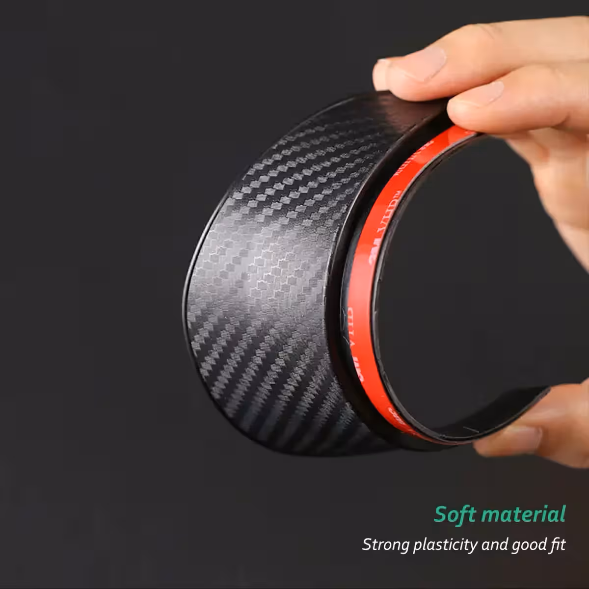 Süsinikkiust peegelkaane kaitse LED ribaga ja 3M kleebisega