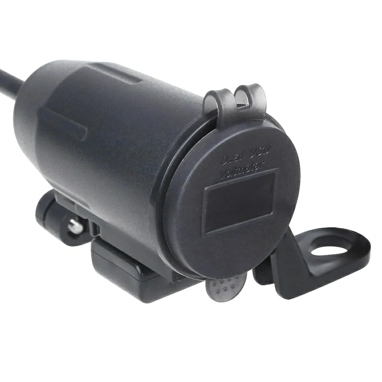 USB-laadija peeglihoidikuga Mootorratta laadija peegli külge paigaldatav