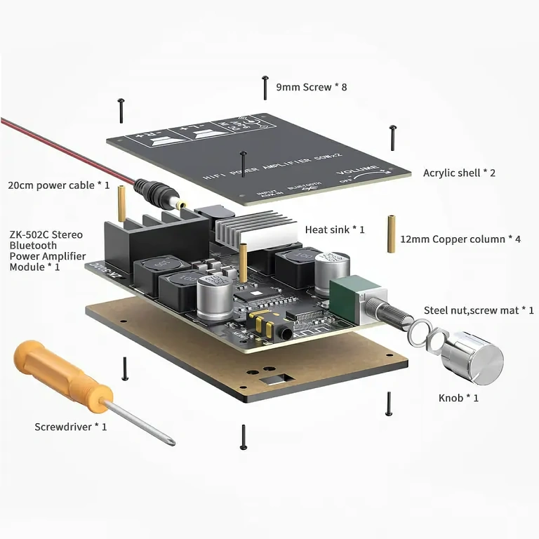 DIY stereo heliplaat Bluetoothiga TPA3116D2, kokku 100W