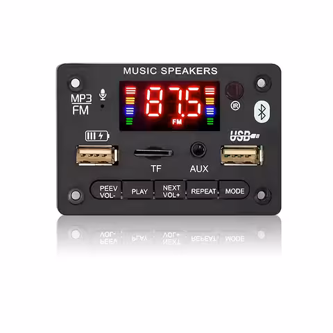 Bluetooth 5.0 audio moodul, FM, MP3 ja 2x40W stereo võimendi, 5V/12V
