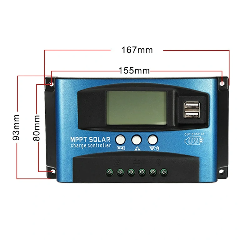 100A kompaktse disainiga päikesekontroller Kompaktne laadimisregulaator päikesesüsteemidele
