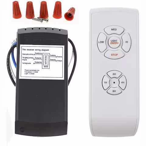 Kaugjuhtimispult ventilaatorile ja valgustusele 220V – 2 vooluringi, kiiruse reguleerimine