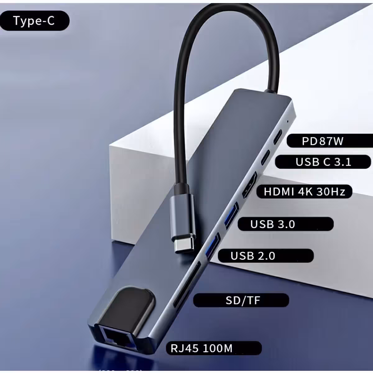 USB-C hub HDMI 4K portiga väliste ekraanide jaoks