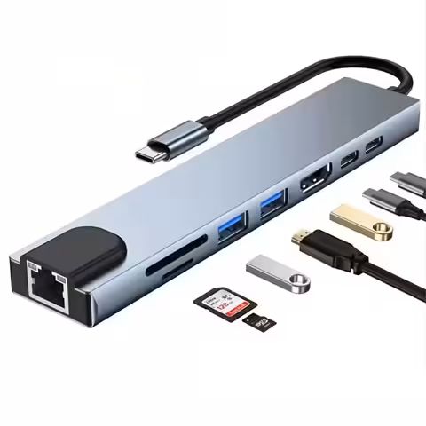 USB-C 8-ühes hub HDMI 4K, RJ45, USB 3.0 ja Power Delivery – MacBook, Dell, Lenovo