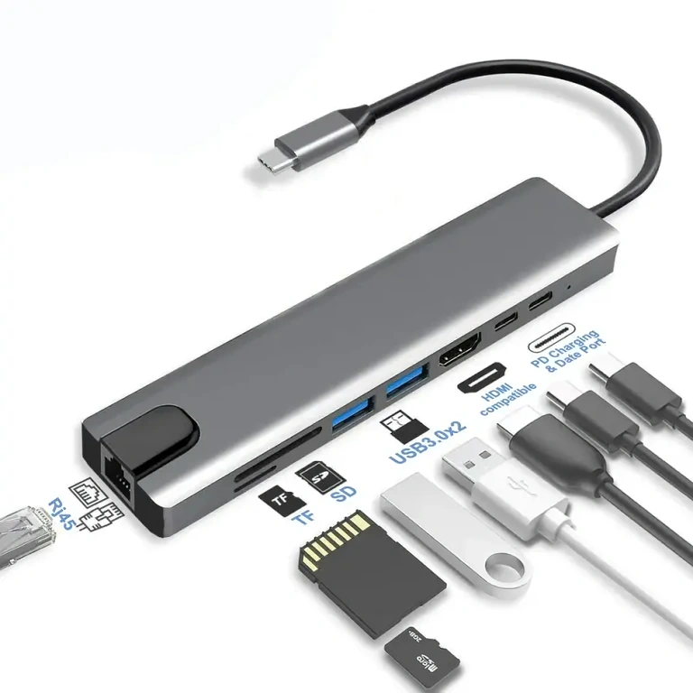 USB-C hub SD ja TF kaardilugejaga USB-C adapter SD- ja TF-kaartide pesa