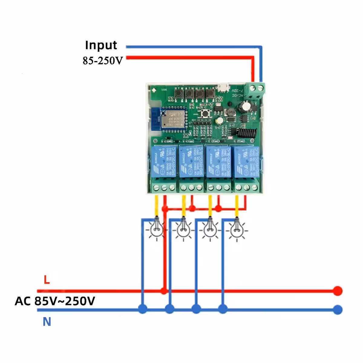 Nutika Tuya lüliti ühendamise näide valgustussüsteemiga