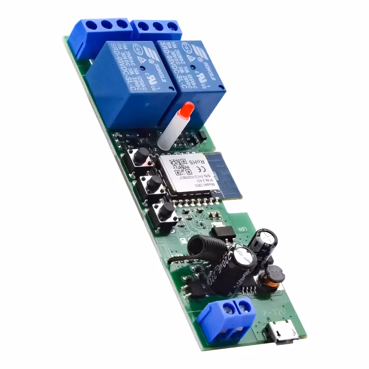 WiFi 2-kanalilise relee hetkefunktsioon ajastatava viivitusega