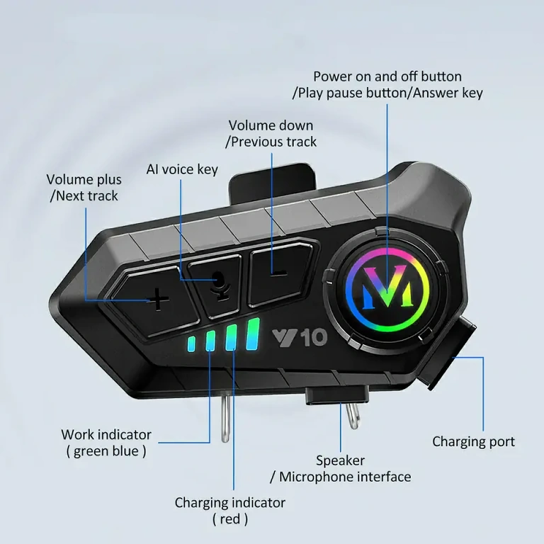 Nupp hääleassistendi aktiveerimiseks mootorratta kiiver interkomis