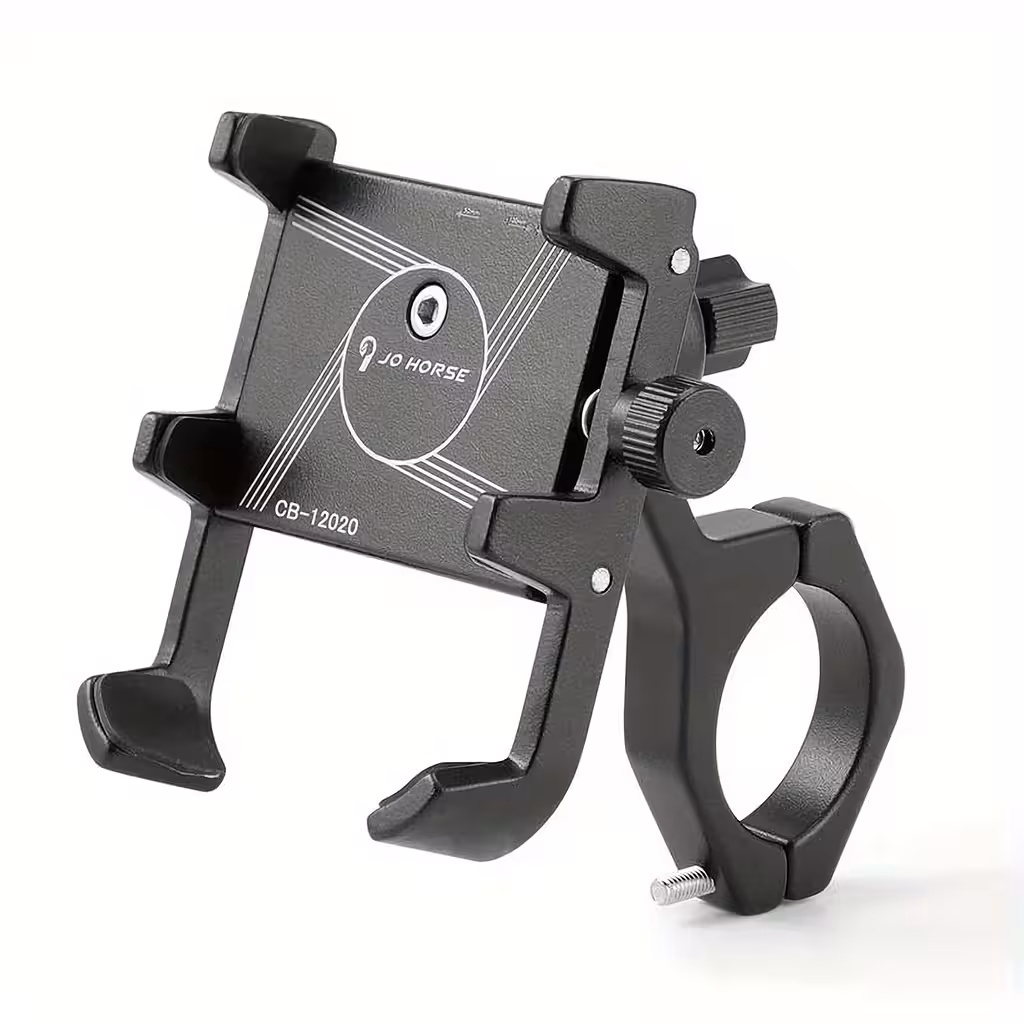 Reguleeritav telefonitugi mootorrattale, jalgrattale, elektrilisele tõukerattale ja ATV-le – must alumiinium