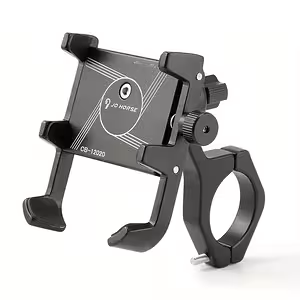 Reguleeritav telefonitugi mootorrattale, jalgrattale, elektrilisele tõukerattale ja ATV-le – must alumiinium