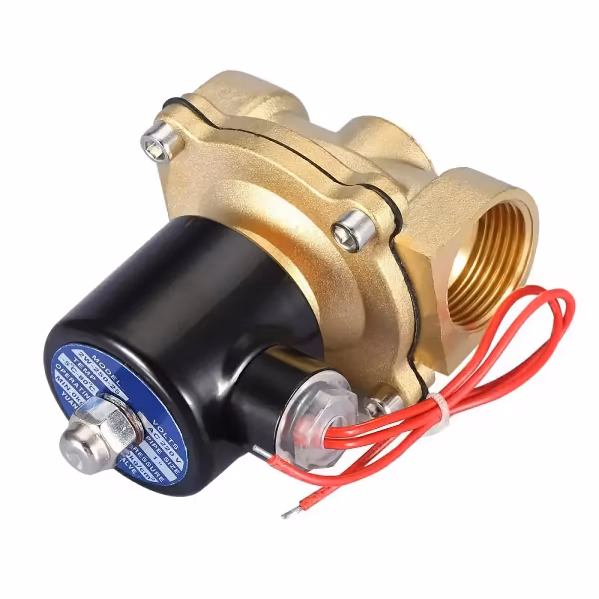 Tavaliselt suletud solenoid, avaneb 220V toitel