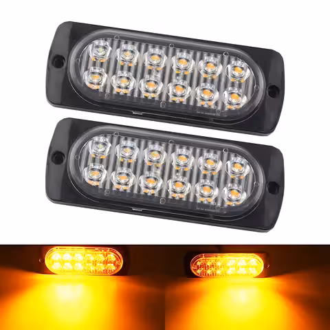 Kollased LED stroboskoobid auto jaoks 12V–24V – professionaalsed vilgud grillile, esipaneelile, veokile, ATV-le, autole