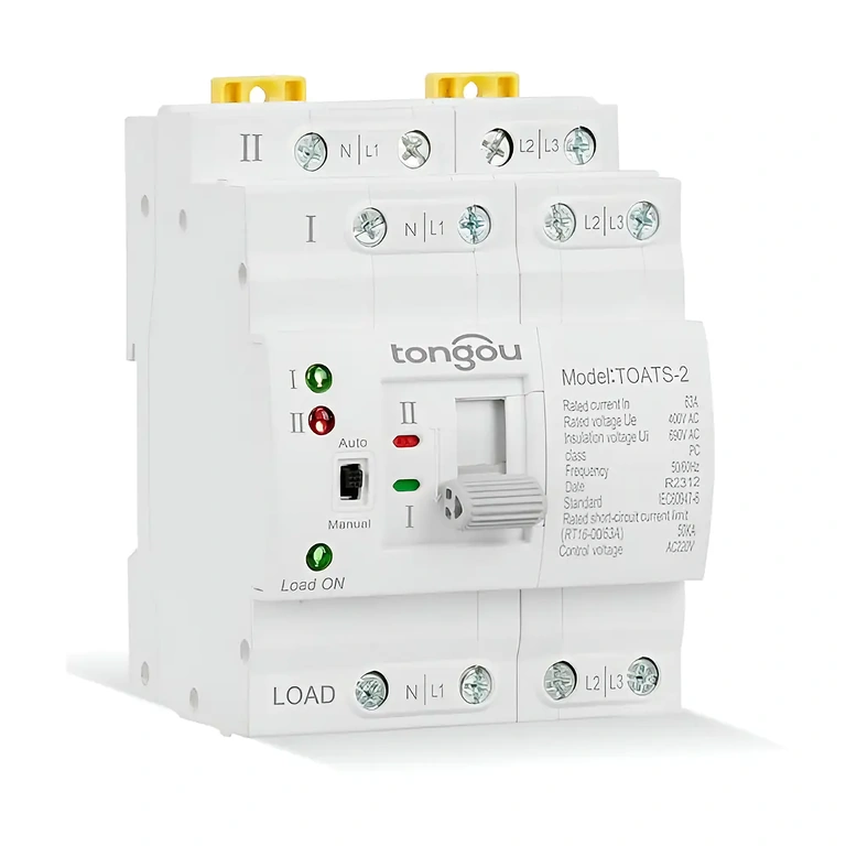 Vahetus päikese- ja võrguenergia vahel Kolmefaasiline ATS päikeseenergia süsteemide toitehalduseks