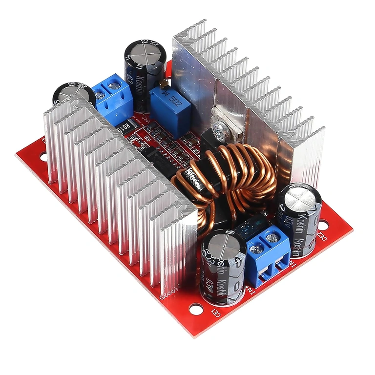 Step-up Boost DC 400W moodul – ülaltvaade sisendpingega (DC 8.5V-50V) DC 400W Step-up Boost mooduli ülaltvaade, sisendpinge üksikasjadega (DC 8,5V–50V)