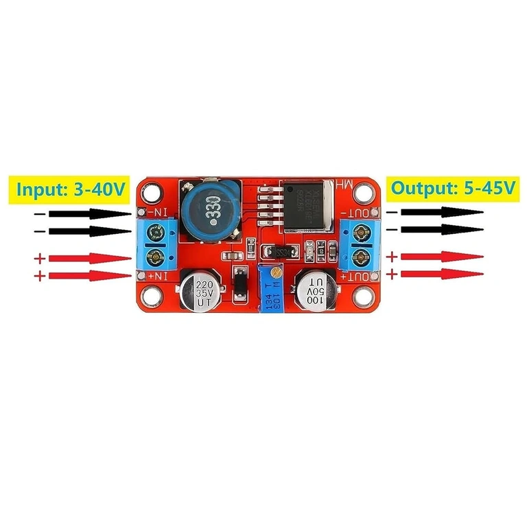 XL6019 DC-DC Boost Converter moodul – ühendusskeem XL6019 DC-DC Boost Converter ühendusskeem, sisendid ja väljundid lihtsaks paigaldamiseks