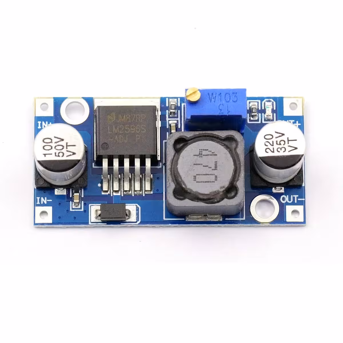 LM2596S moodul ülalt kallutatud nurga alt