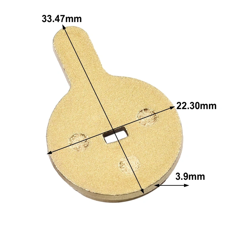Piduriplaatide mõõdud: 33,5 x 22,3 x 3,9 mm