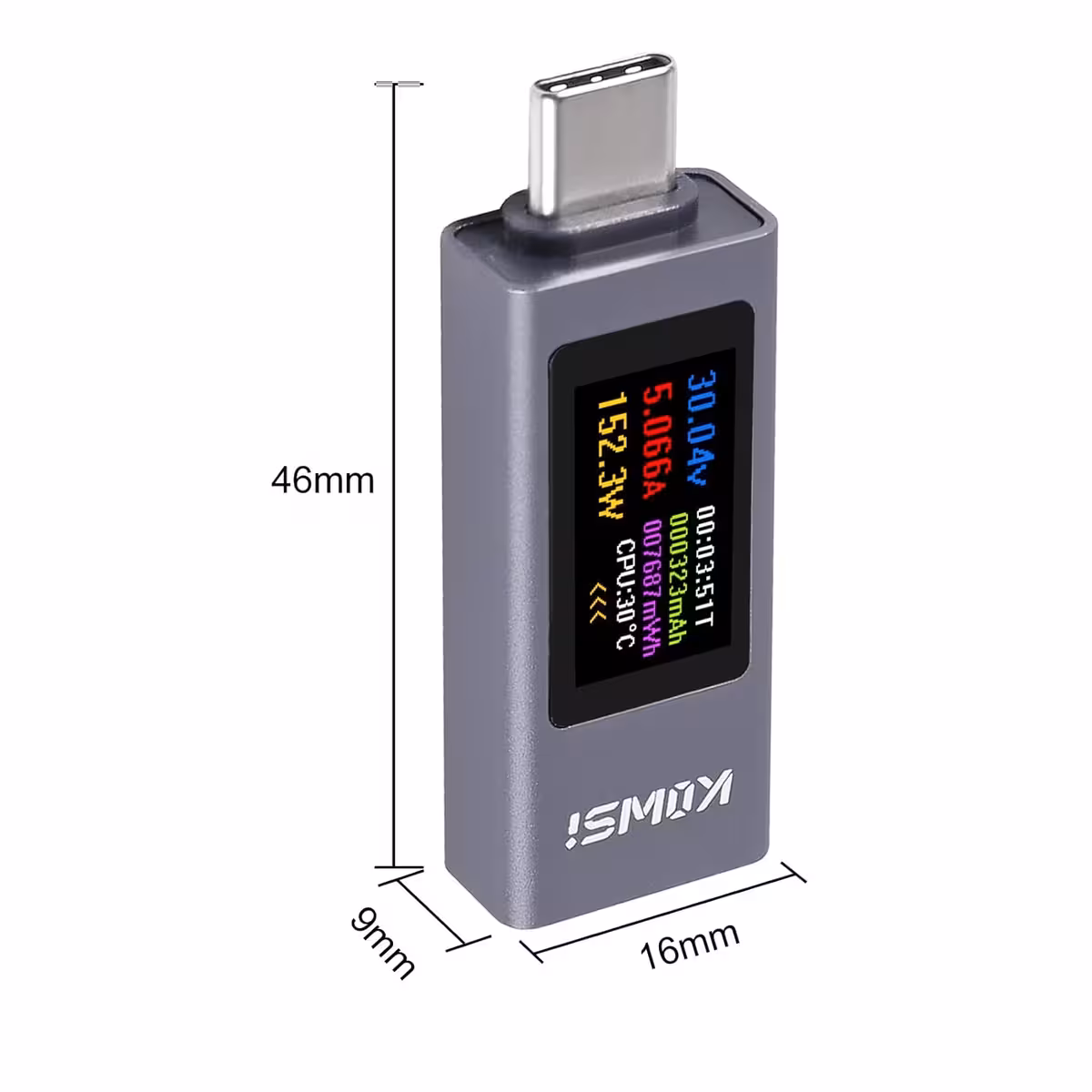 USB C tester KWS-2302C külgvaade