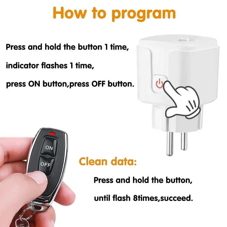 RF433 kaugjuhtimispuldiga pistik, lihtne paigaldus, plug & play