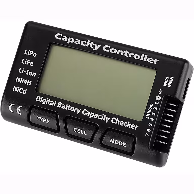 Akutester 18650 Li-Ion, LiPo, LiFe, NiMH, NiCd 2–7S – pinge ja mahtuvuse kontroll