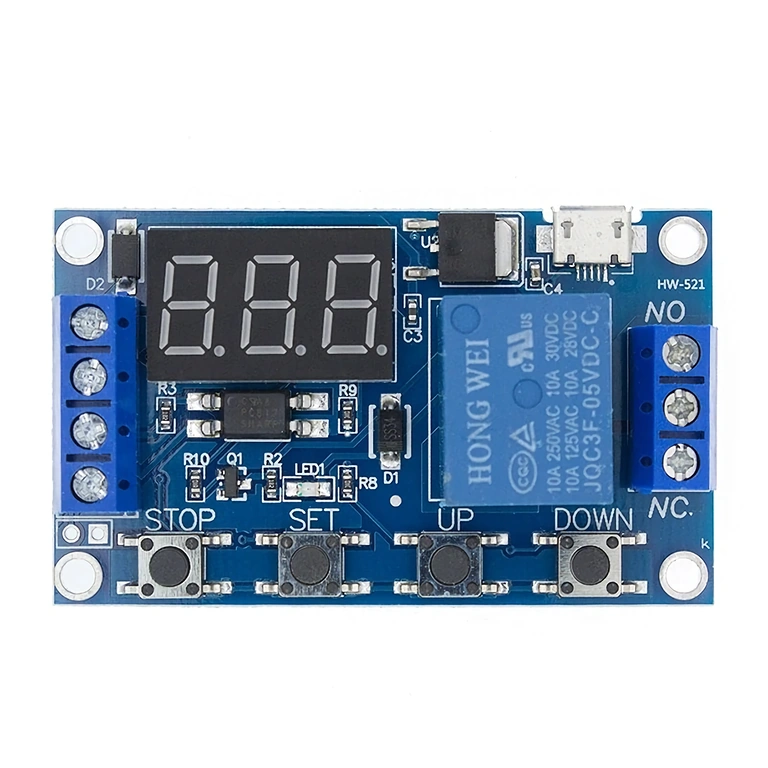 6–30V viivitusega releemooduli üldvaade