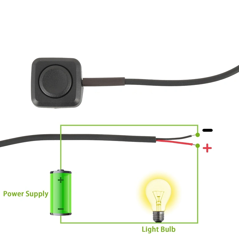 Ühendusskeem: punane = plus, must = miinus