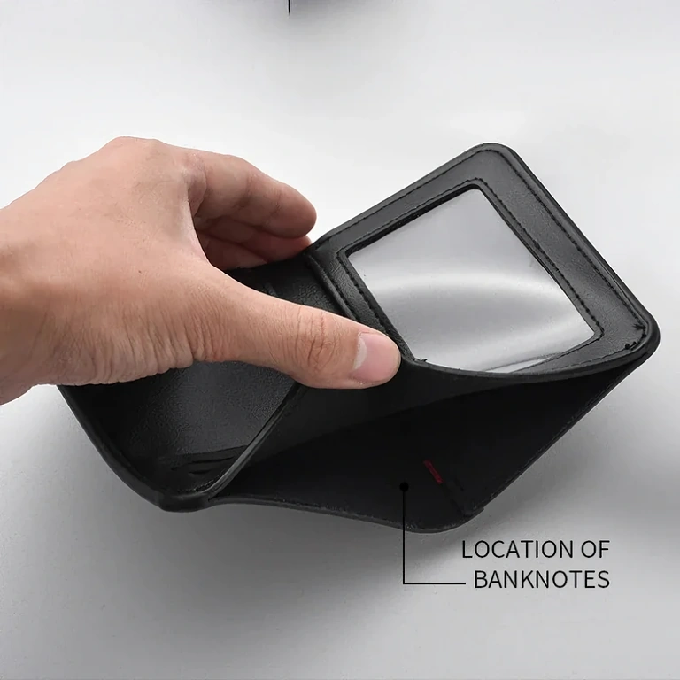 Nahast kaarditasku ja isikutunnistus, õhuke ja elegantne, käes hoides