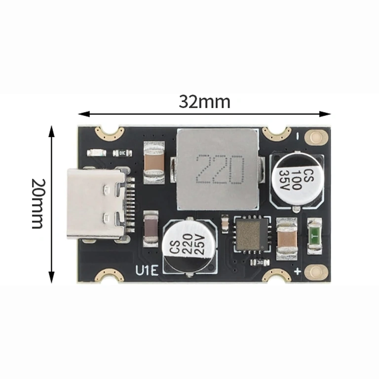USB-C PD 65W mooduli mõõtmed 20x20 mm